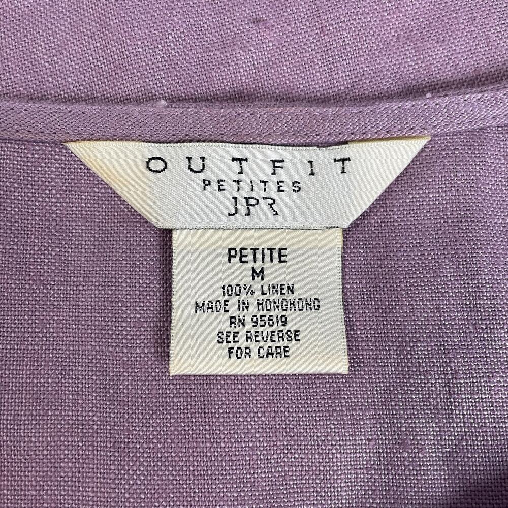 Vintage Shift Dress Size Medium Petite MP Purple Linen Embroidered Sleeveless - Picture 10 of 14